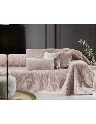 Ριχτάρι Γούνινο Τριθέσιο 170Χ300 & Διακοσμητική Μαξιλαροθήκη Guy Laroche Crusty Old Pink